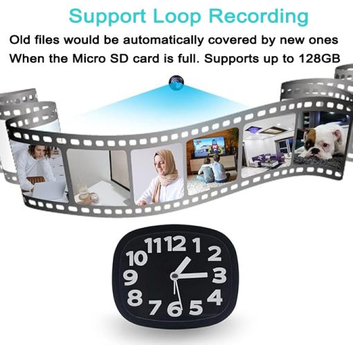 Tuya FHD Wireless Clock Camera 1080P Support 2.4G WiFi Motion Detection Home Protection Security Recorder Camera for Kids